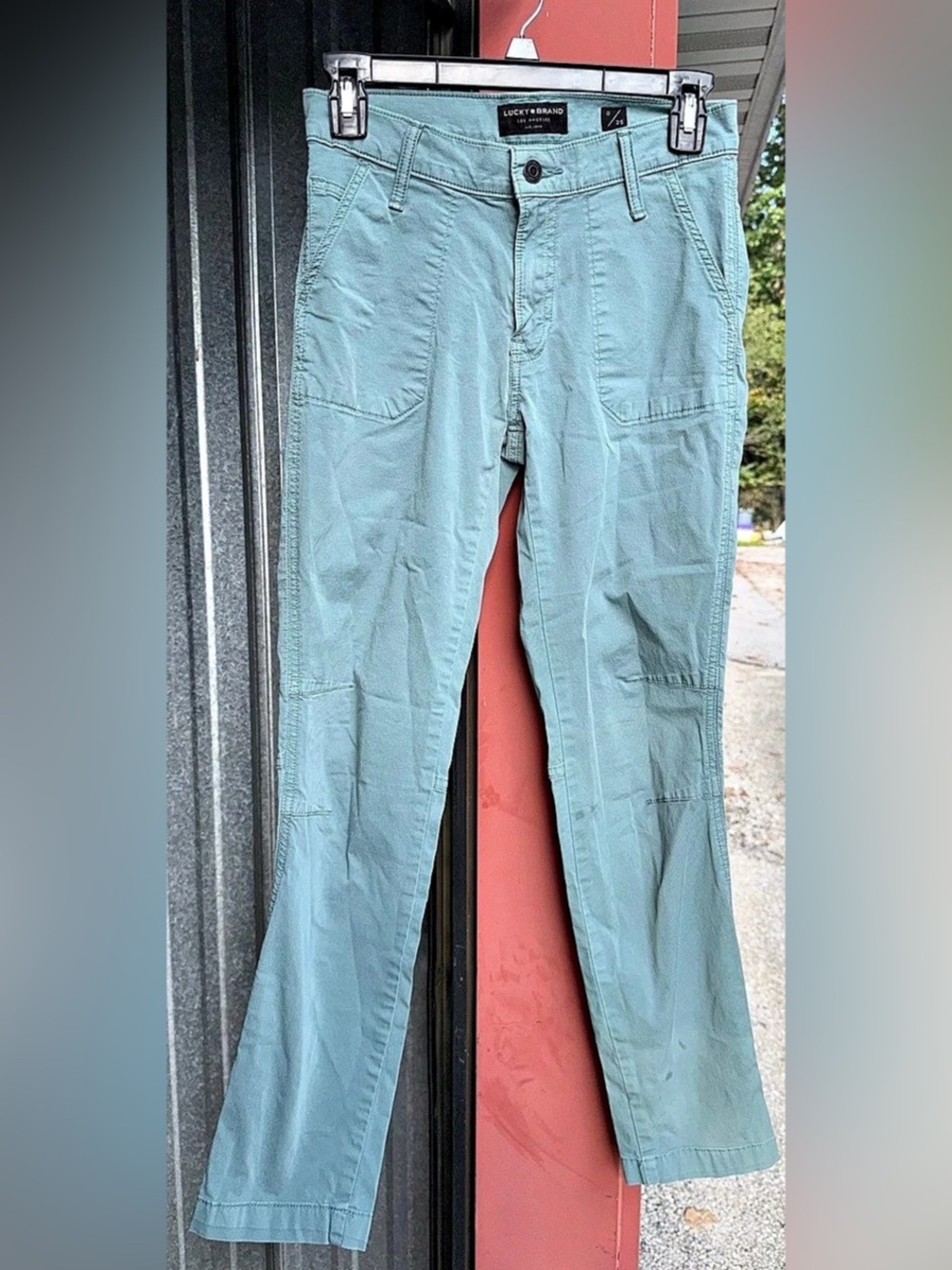 Lucky Brand The Cargo Straight Leg Pants Teal Waist 25 size 0